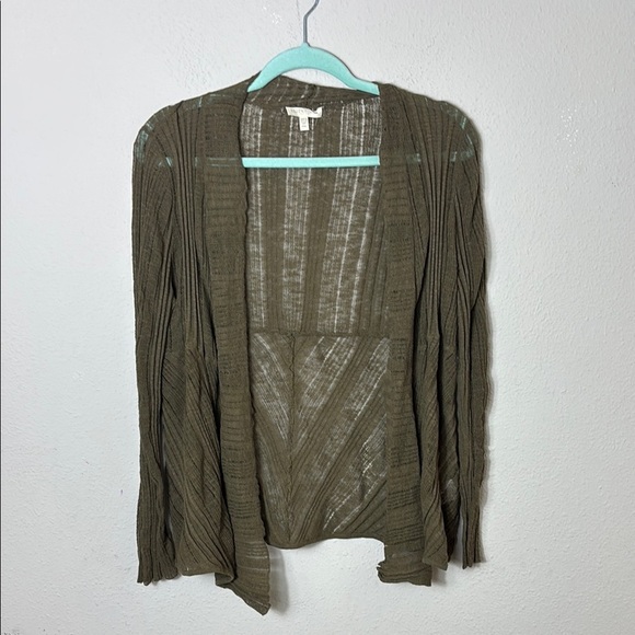 Eileen Fisher Linen Cotton Blend Open Cardigan Olive Green size P M - Picture 1 of 6
